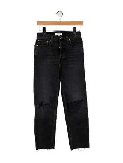 Pre-owned Re/done Mid-rise Straight Leg Jeans In Black