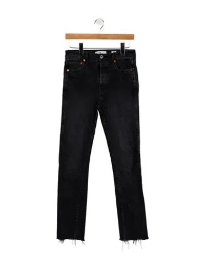 Pre-owned Re/done Mid-rise Straight Leg Jeans In Black