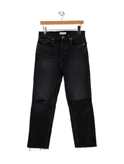 Pre-owned Re/done Mid-rise Straight Leg Jeans In Black