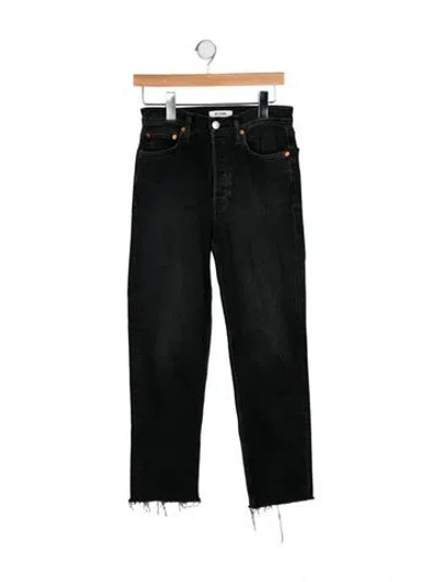 Pre-owned Re/done Mid-rise Straight Leg Jeans In Black
