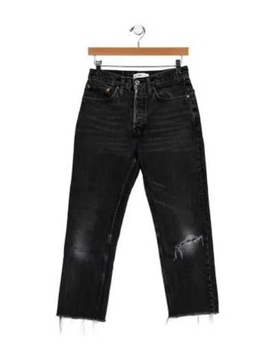 Pre-owned Re/done Mid-rise Straight Leg Jeans In Black