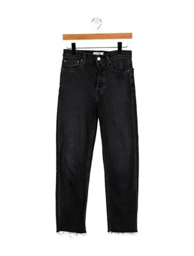 Pre-owned Re/done Mid-rise Straight Leg Jeans In Black