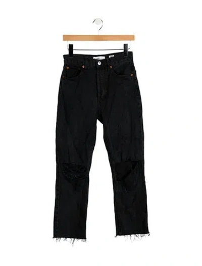 Pre-owned Re/done Mid-rise Straight Leg Jeans In Black