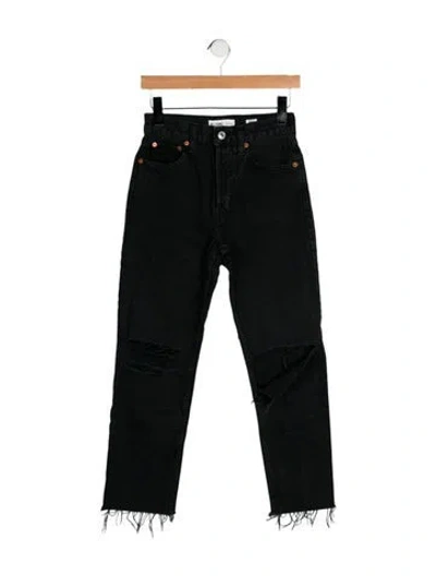 Pre-owned Re/done Mid-rise Straight Leg Jeans In Black