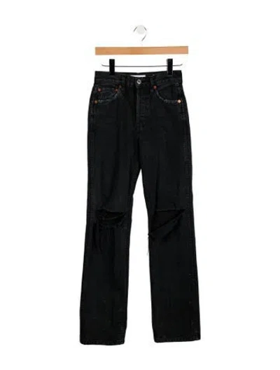 Pre-owned Re/done Mid-rise Straight Leg Jeans In Black