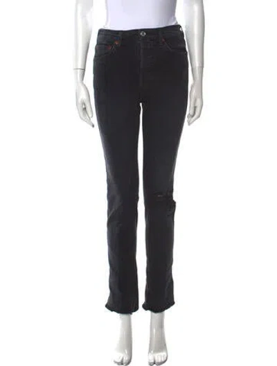 Pre-owned Re/done Mid-rise Straight Leg Jeans In Black