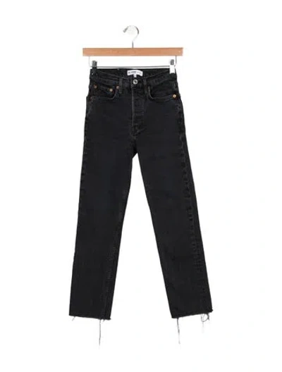 Pre-owned Re/done Mid-rise Straight Leg Jeans In Black