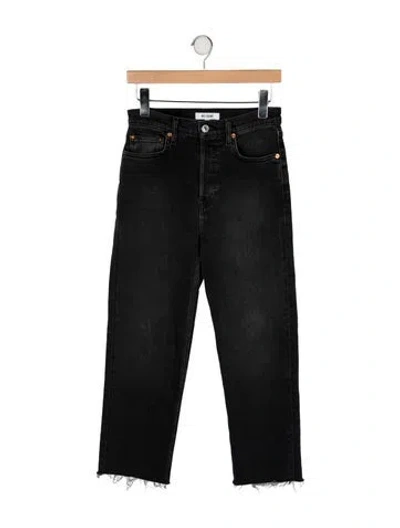 Pre-owned Re/done Mid-rise Straight Leg Jeans In Black