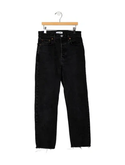 Pre-owned Re/done Mid-rise Straight Leg Jeans In Black
