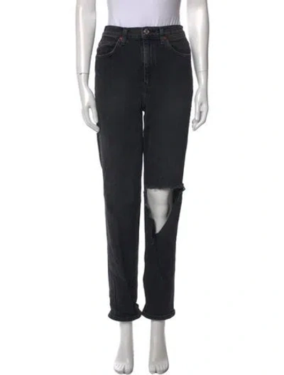 Pre-owned Re/done Mid-rise Straight Leg Jeans In Black