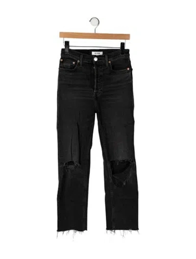 Pre-owned Re/done Mid-rise Straight Leg Jeans In Black