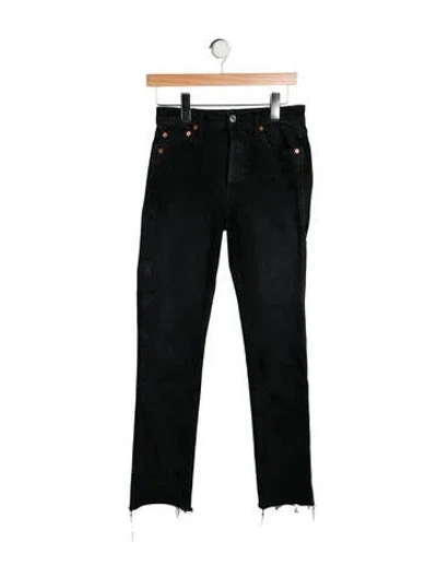 Pre-owned Re/done Mid-rise Straight Leg Jeans In Black