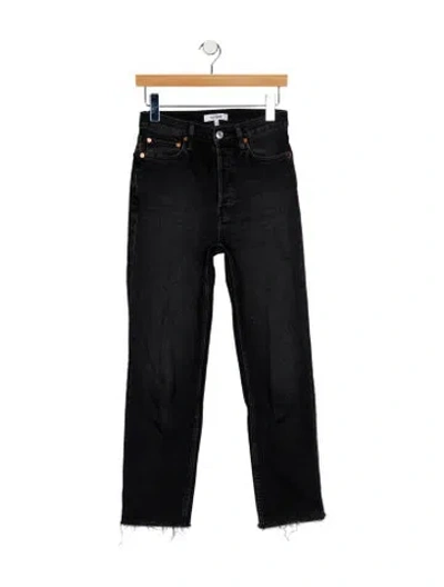 Pre-owned Re/done Mid-rise Straight Leg Jeans In Black