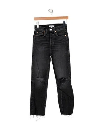Pre-owned Re/done Mid-rise Straight Leg Jeans In Black