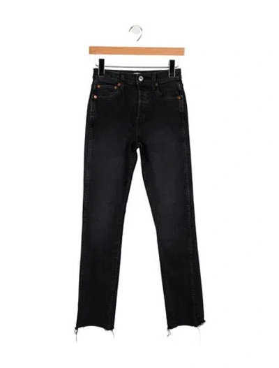 Pre-owned Re/done Mid-rise Straight Leg Jeans In Black