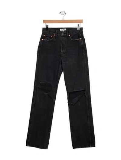 Pre-owned Re/done Mid-rise Straight Leg Jeans In Black