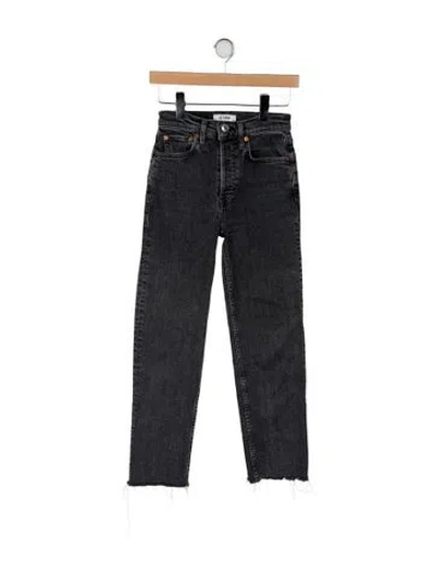 Pre-owned Re/done Mid-rise Straight Leg Jeans In Black