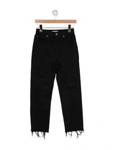 Pre-owned Re/done Mid-rise Straight Leg Jeans In Black