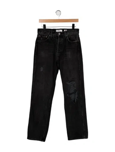 Pre-owned Re/done Mid-rise Straight Leg Jeans In Black