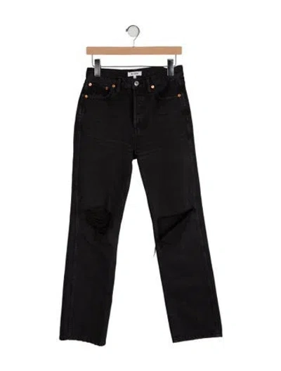 Pre-owned Re/done Mid-rise Straight Leg Jeans In Black