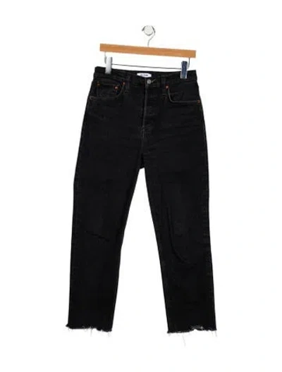 Pre-owned Re/done Mid-rise Straight Leg Jeans In Black