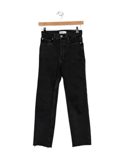 Pre-owned Re/done Mid-rise Straight Leg Jeans In Black