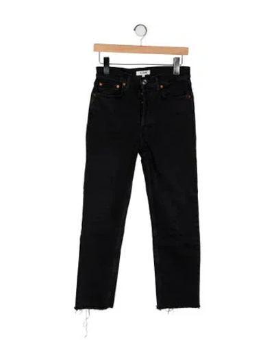 Pre-owned Re/done Mid-rise Straight Leg Jeans In Black