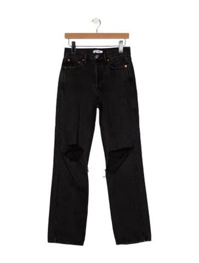 Pre-owned Re/done Mid-rise Straight Leg Jeans In Black