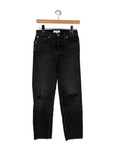 Pre-owned Re/done Mid-rise Straight Leg Jeans In Black