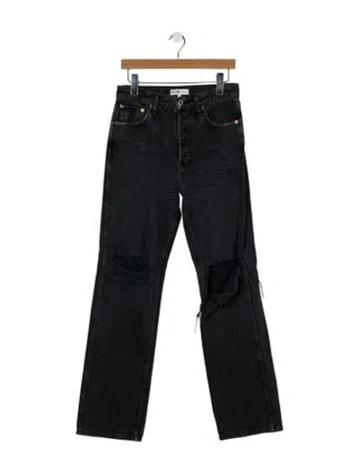 Pre-owned Re/done Mid-rise Straight Leg Jeans In Black