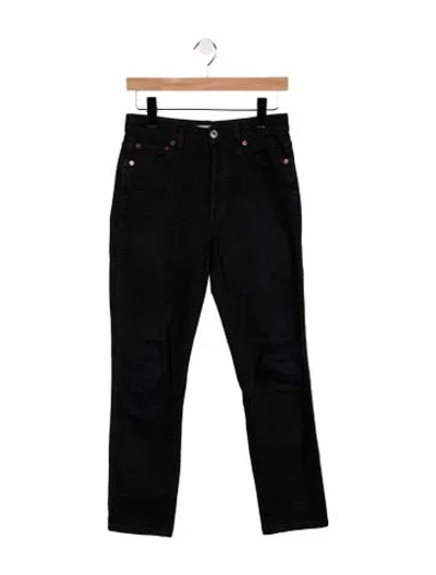 Pre-owned Re/done Mid-rise Straight Leg Jeans In Black