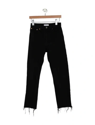 Pre-owned Re/done Mid-rise Straight Leg Jeans In Black