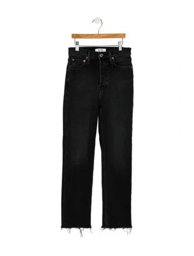 Pre-owned Re/done Mid-rise Straight Leg Jeans In Black
