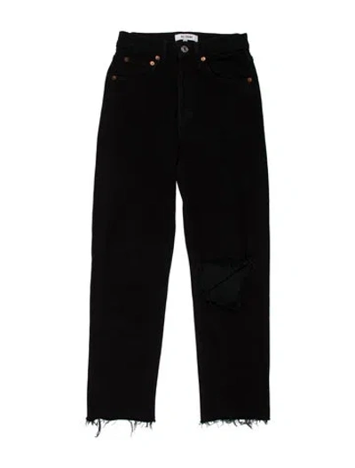 Pre-owned Re/done Mid-rise Straight Leg Jeans In Black