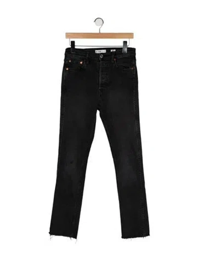 Pre-owned Re/done Mid-rise Straight Leg Jeans In Black