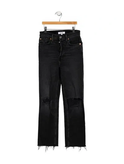 Pre-owned Re/done Mid-rise Straight Leg Jeans In Black