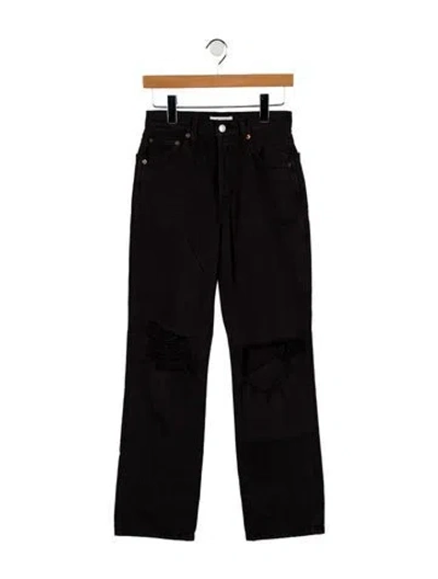 Pre-owned Re/done Mid-rise Straight Leg Jeans In Black