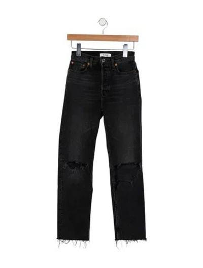 Pre-owned Re/done Mid-rise Straight Leg Jeans In Black