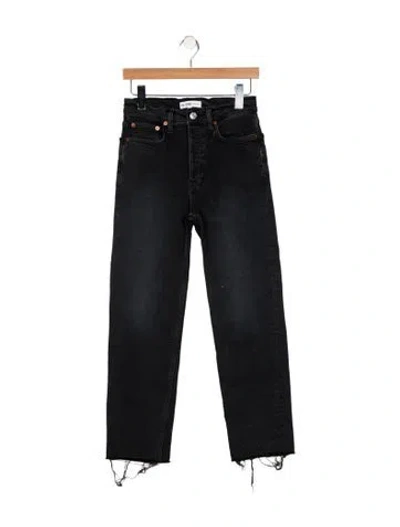 Pre-owned Re/done Mid-rise Straight Leg Jeans In Black