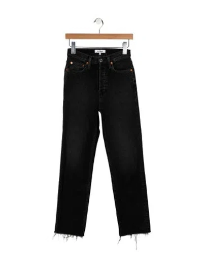 Pre-owned Re/done Mid-rise Straight Leg Jeans In Black