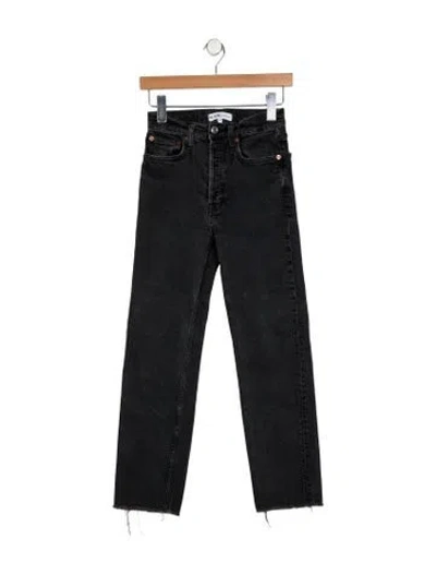 Pre-owned Re/done Mid-rise Straight Leg Jeans In Black