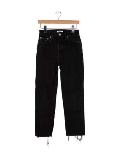 Pre-owned Re/done Mid-rise Straight Leg Jeans In Black