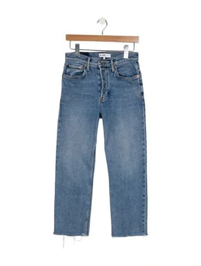 Pre-owned Re/done Mid-rise Straight Leg Jeans In Blue