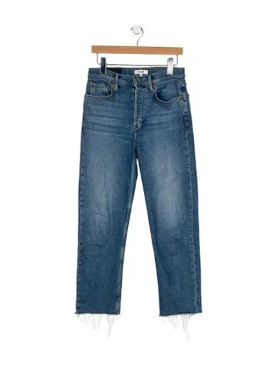 Pre-owned Re/done Mid-rise Straight Leg Jeans In Blue
