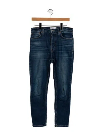 Pre-owned Re/done Mid-rise Straight Leg Jeans In Blue