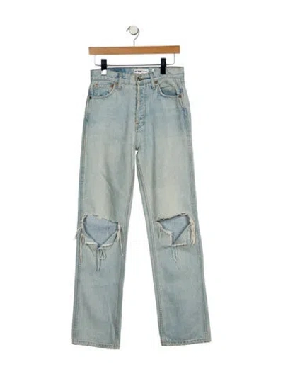 Pre-owned Re/done Mid-rise Straight Leg Jeans In Blue