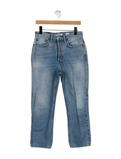 Pre-owned Re/done Mid-rise Straight Leg Jeans In Blue