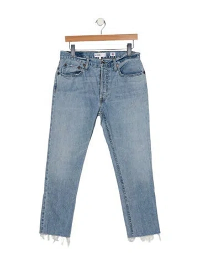 Pre-owned Re/done Mid-rise Straight Leg Jeans In Blue