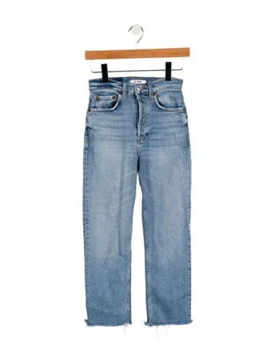 Pre-owned Re/done Mid-rise Straight Leg Jeans In Blue