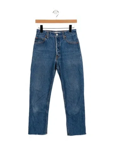 Pre-owned Re/done Mid-rise Straight Leg Jeans In Blue